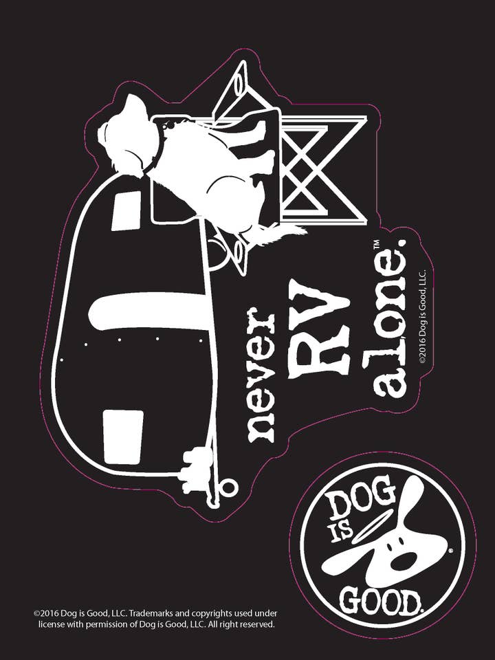 Never RV Alone Car Sticker for wholesale by Enjoy It LLC