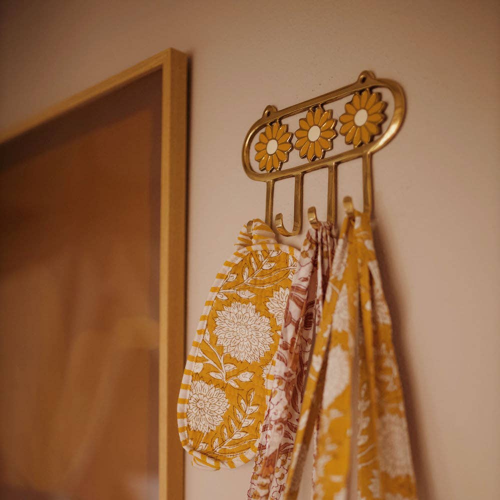 À la collection - Vendita all'ingrosso Maschera per dormire - Mascherina per dormire in cotone con stampa floreale senape1