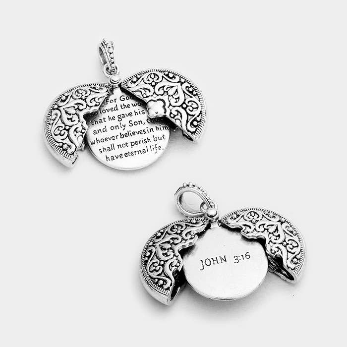 Sensibling Corp. - Wholesale Medaillonkettingen - "Johannes 3:16" Filigraan Ronde Medaillon Hanger1