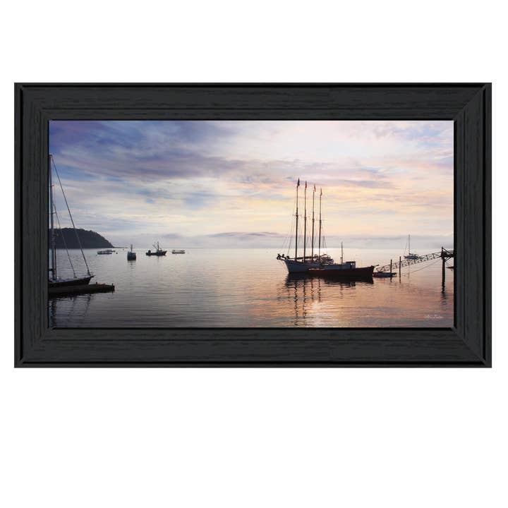 Trendy Decor 4U - Wholesale Art Print - "BAR HARBOR SILHOUETTES" by Lori Deiter Print, Black Frame