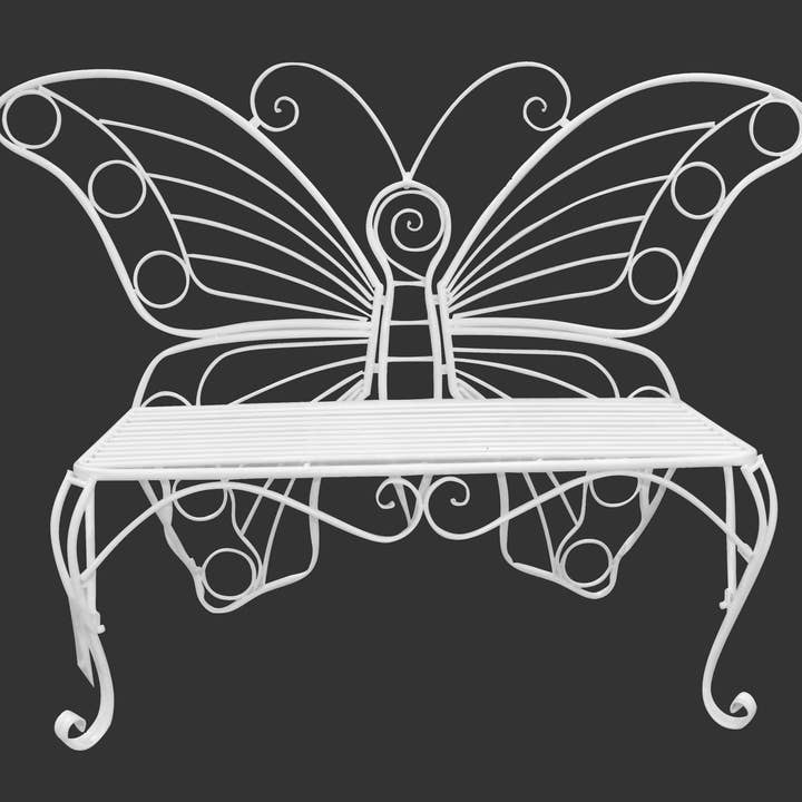 Hi-Line Gift Ltd. - Vente Chaise d'extérieur - Chaise papillon de jardin en métal jaune1