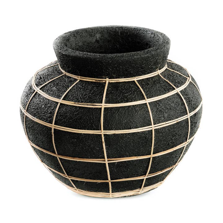 The Belly Vase - Black Natural - M für den Großhandel von Bazar Bizar Living