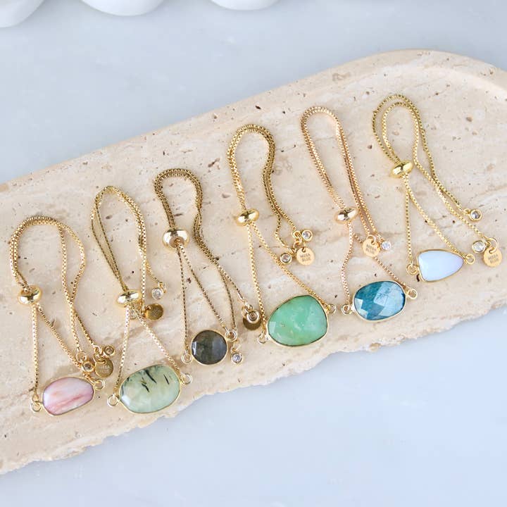 Faceted Gemstone Adjustable Bracelet for wholesale by Mesa Blue