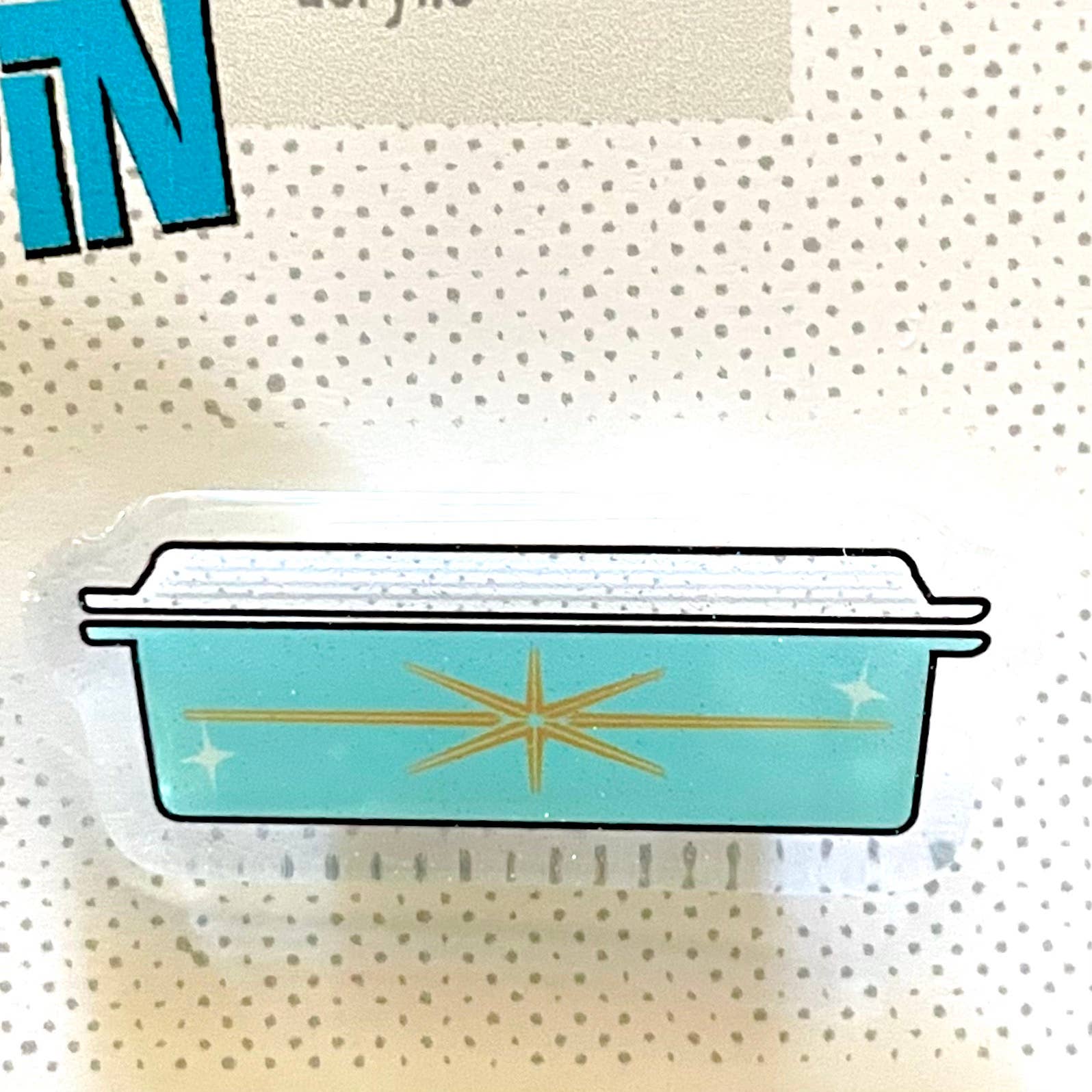 ModMoxGoods - Wholesale Brooch - PINS - vintage Pyrex theme acrylic with glitter Bar pin7