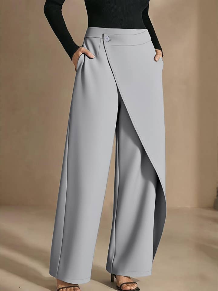 HIDDENBRAND - Wholesale Pants - Women's - High-waisted asymmetrical wide-leg suit pants7