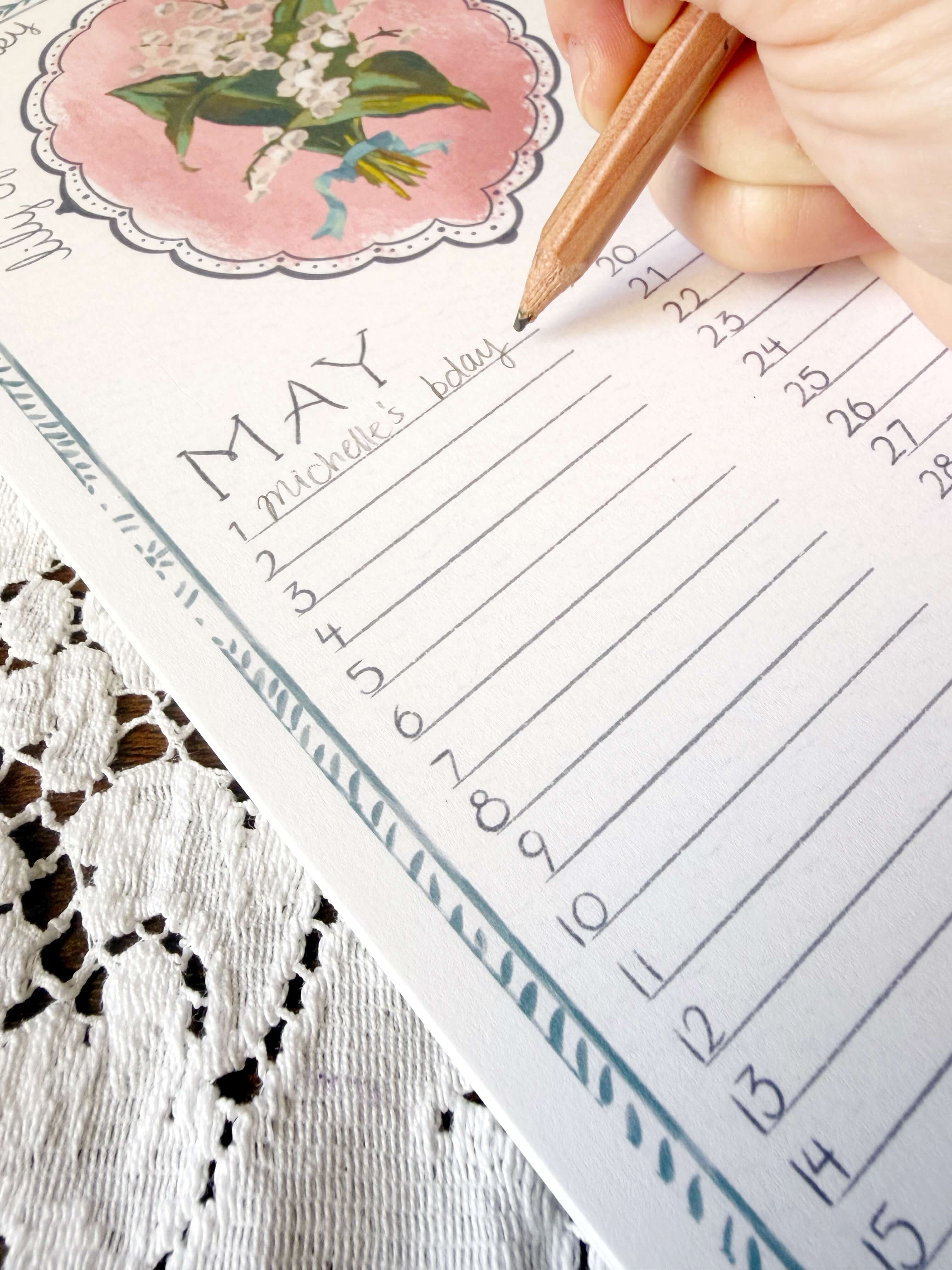 glad you're here co - Wholesale Calendar - Birth Month Flower Perpetual Calendar | Vintage Floral Wall Hanging Calendar | Birthday Calendar | Notes & Special Dates Organizer1