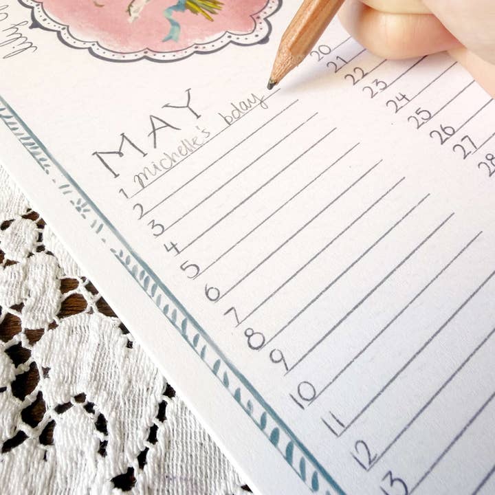 glad you're here co - Wholesale Calendar - Birth Month Flower Perpetual Calendar | Vintage Floral Wall Hanging Calendar | Birthday Calendar | Notes & Special Dates Organizer1