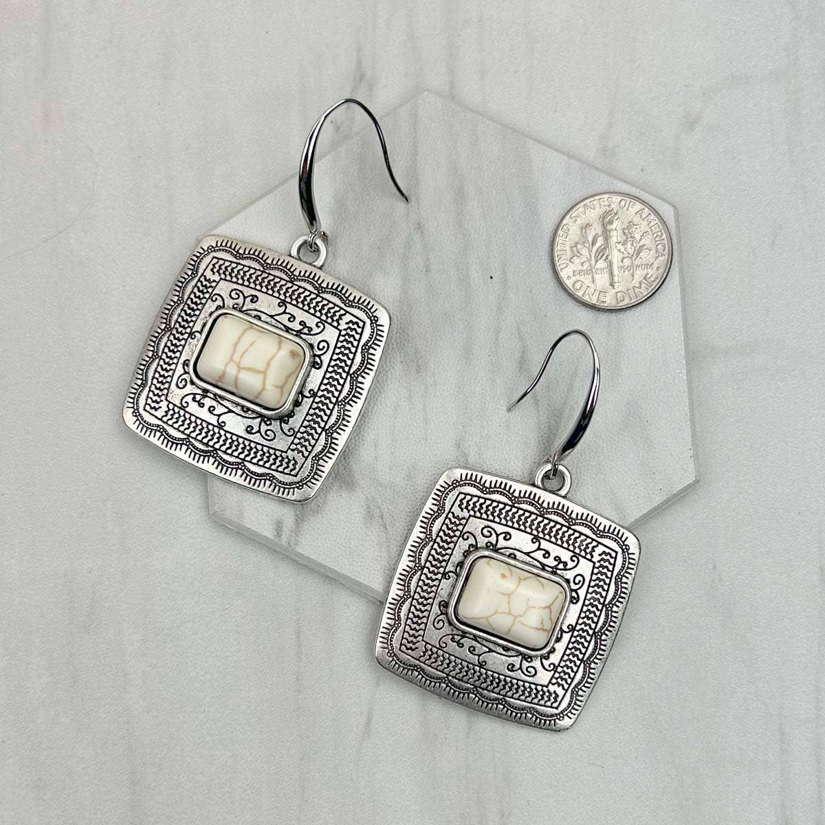 Western Elite Jewelry - Wholesale Dangle earrings - ER231205-01-BLUE                     Silver metal with blue turquoise stone beads Earrings4