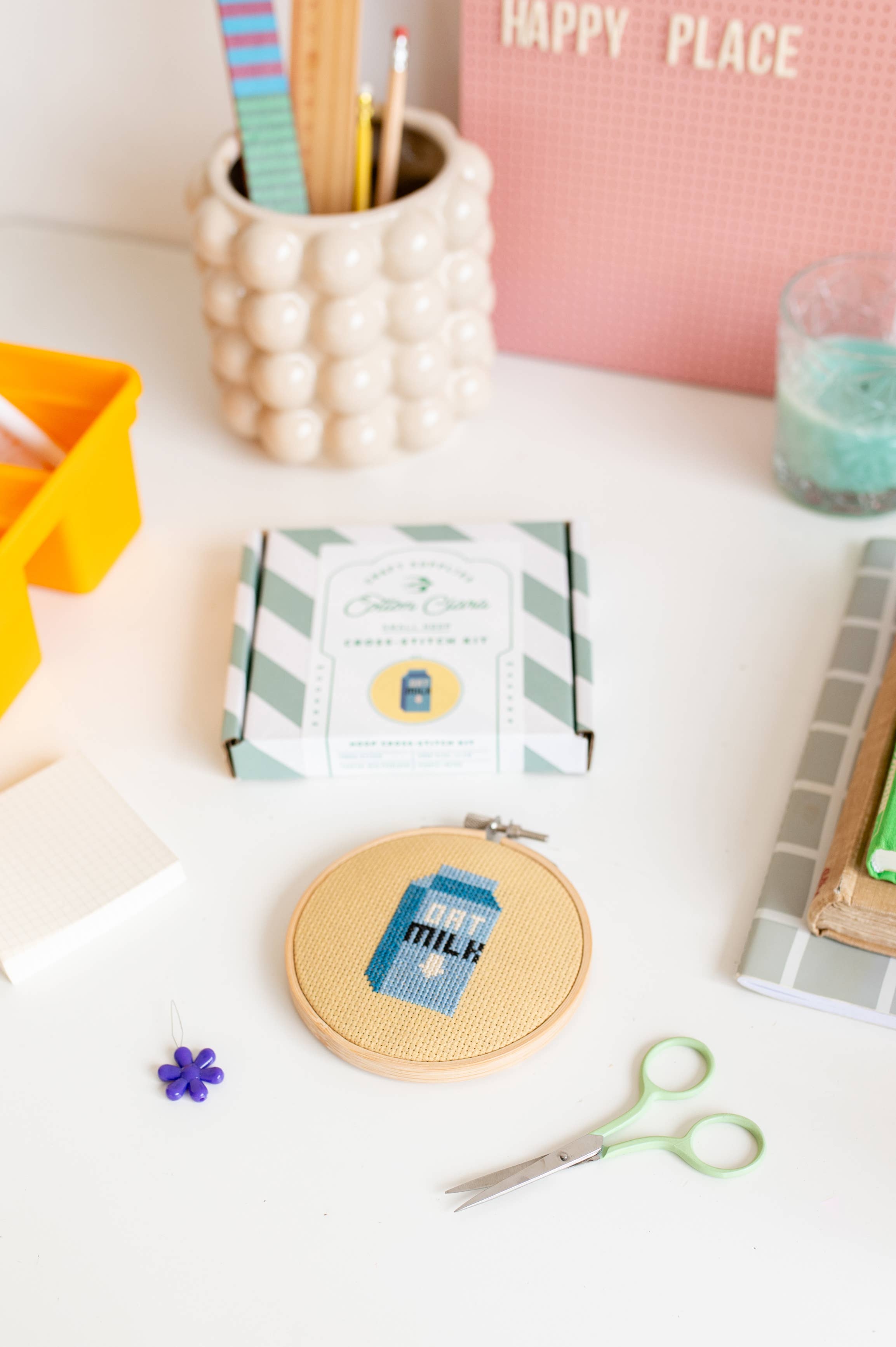 Cotton Clara Craft Kits & Supplies – wholesale DIY craft kit – Oat Milk Cross Stitch Kit7