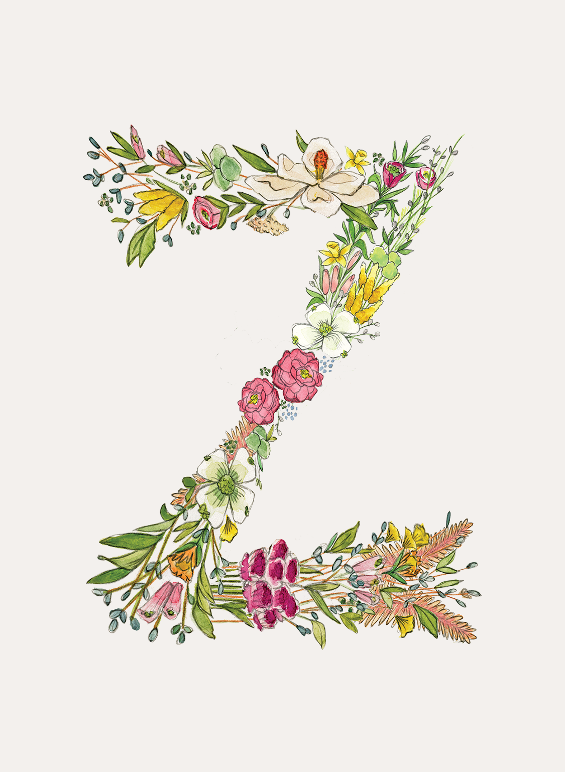 Hattie Darling - Wholesale Stationery/Notecard Set - Floral Monogram Stationery Set - 8 Folded Cards25