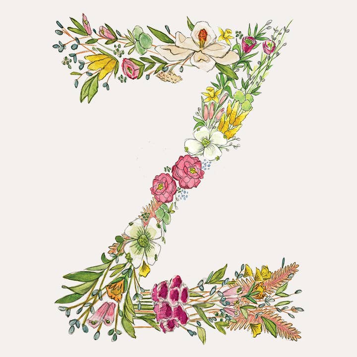 Hattie Darling - Wholesale Stationery/Notecard Set - Floral Monogram Stationery Set - 8 Folded Cards25