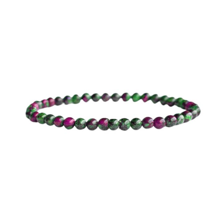 Earths Elements Wholesale - Wholesale Beaded Bracelet - Crystal Bracelet - 4mm Ruby Zoisite, pack of 5