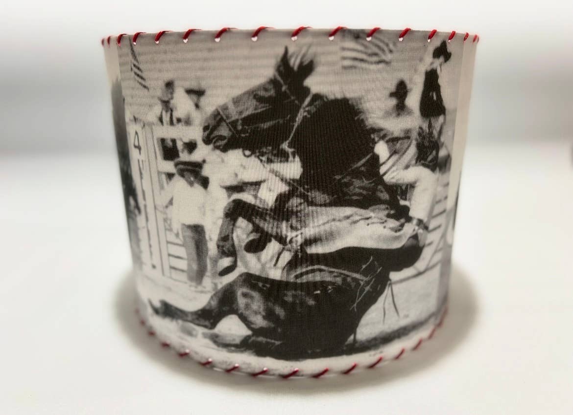 Red Dirt Ranch Clothing Company - Wholesale Lamp Shade - Lampshade Old West Cowgirl Black and White with Red Lacing2