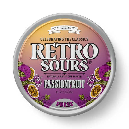 Retro Sours - Passionfruit 8ct (60g) for wholesale by Pops Distro Inc