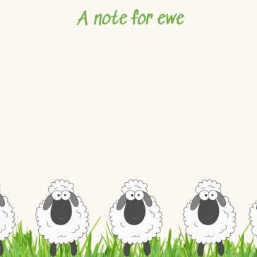 A Note for Ewe Postcard Style Notecards for wholesale by Lilac Tree Designs