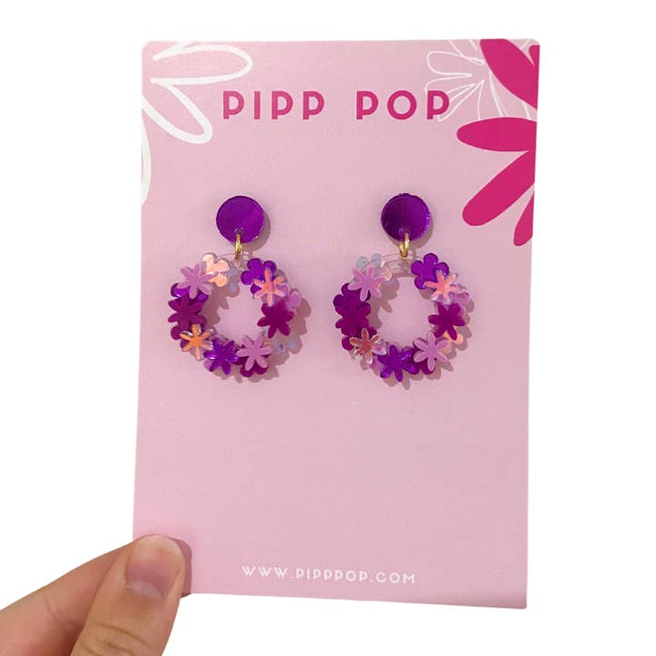 Pipp Pop - Vente Boucles d'oreilles pendantes - Pendentifs en forme de fleurs : 10 couleurs disponibles6
