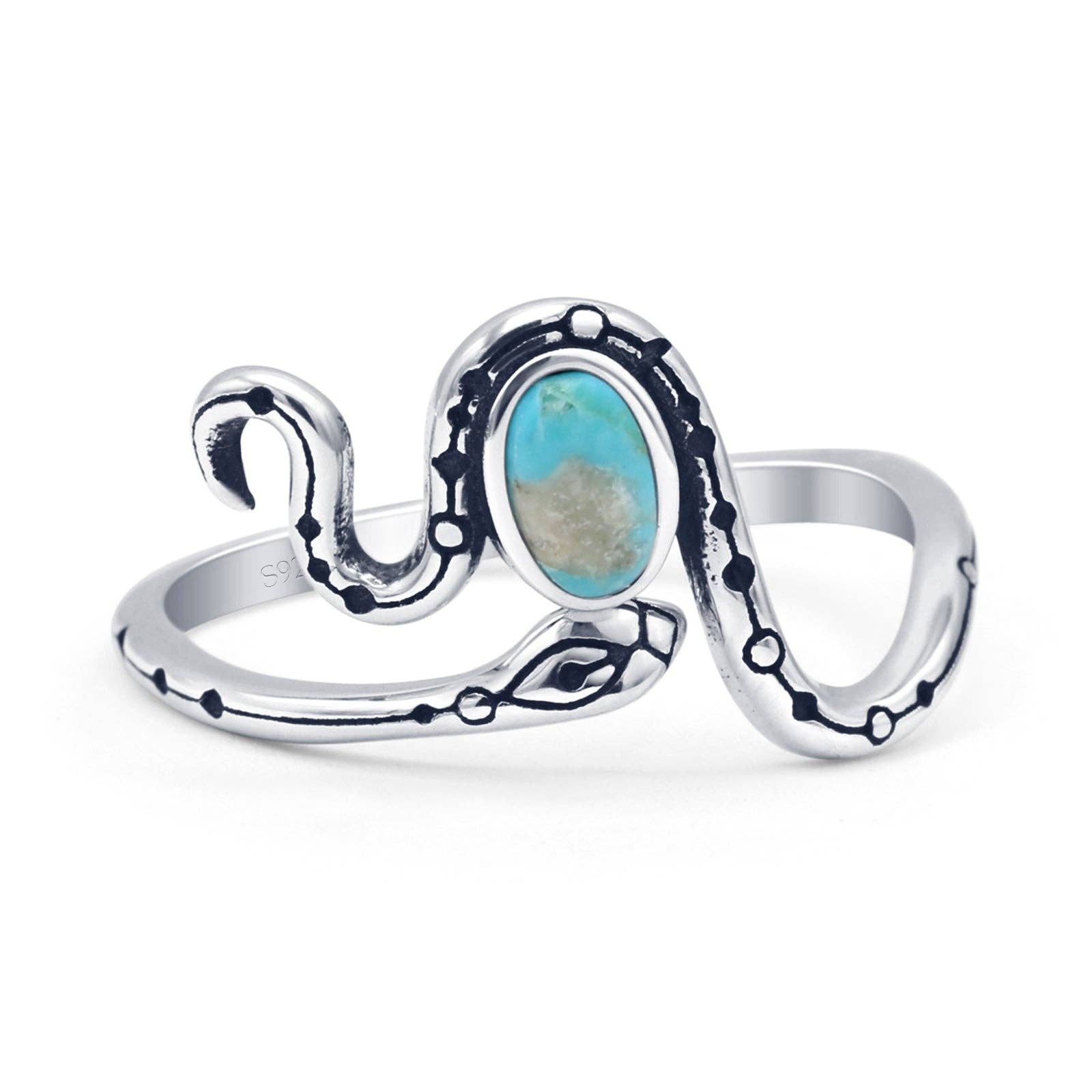 Turchese Anello Serpente Ovale Turchese Ossidato in vendita all'ingrosso su Faire