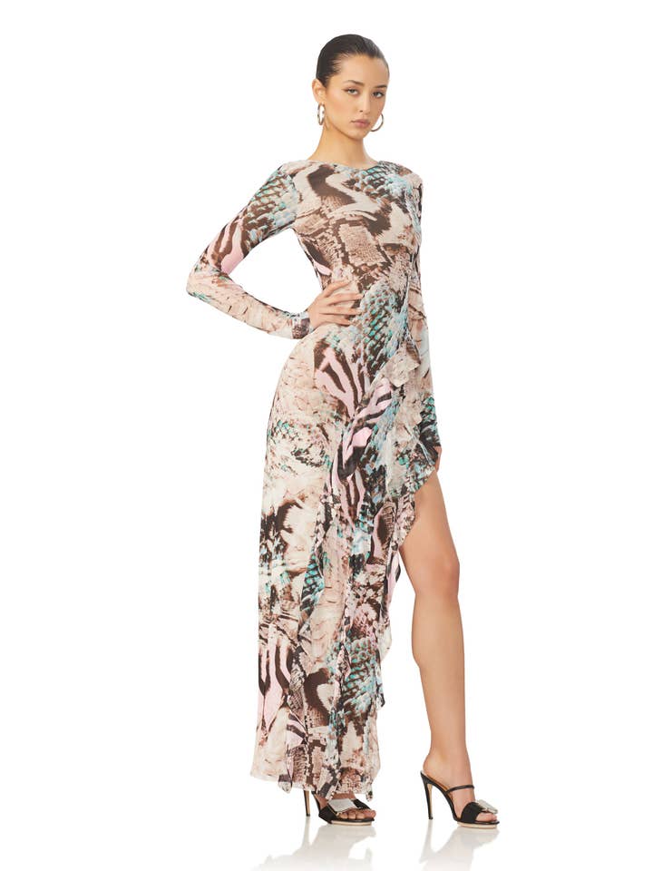 Jacie Dress - Aqua Mixed Animal for wholesale on Faire