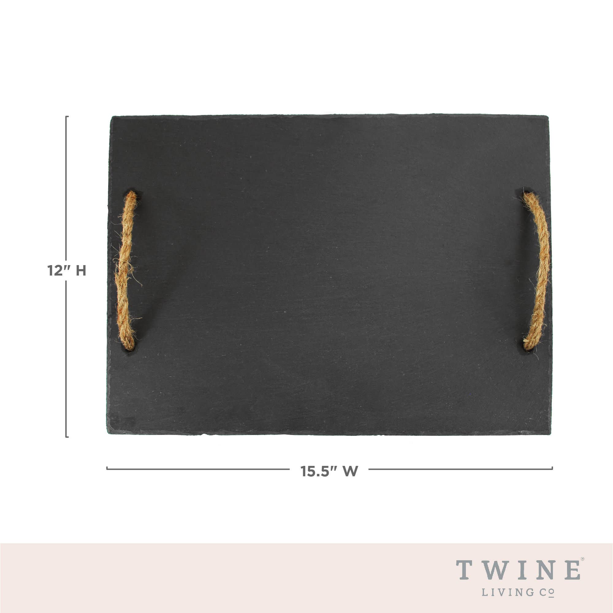 Twine - Wholesale Cheese Board - 15.5 inch Slate Cheese Board w Hemp Handles Includes Chalk5
