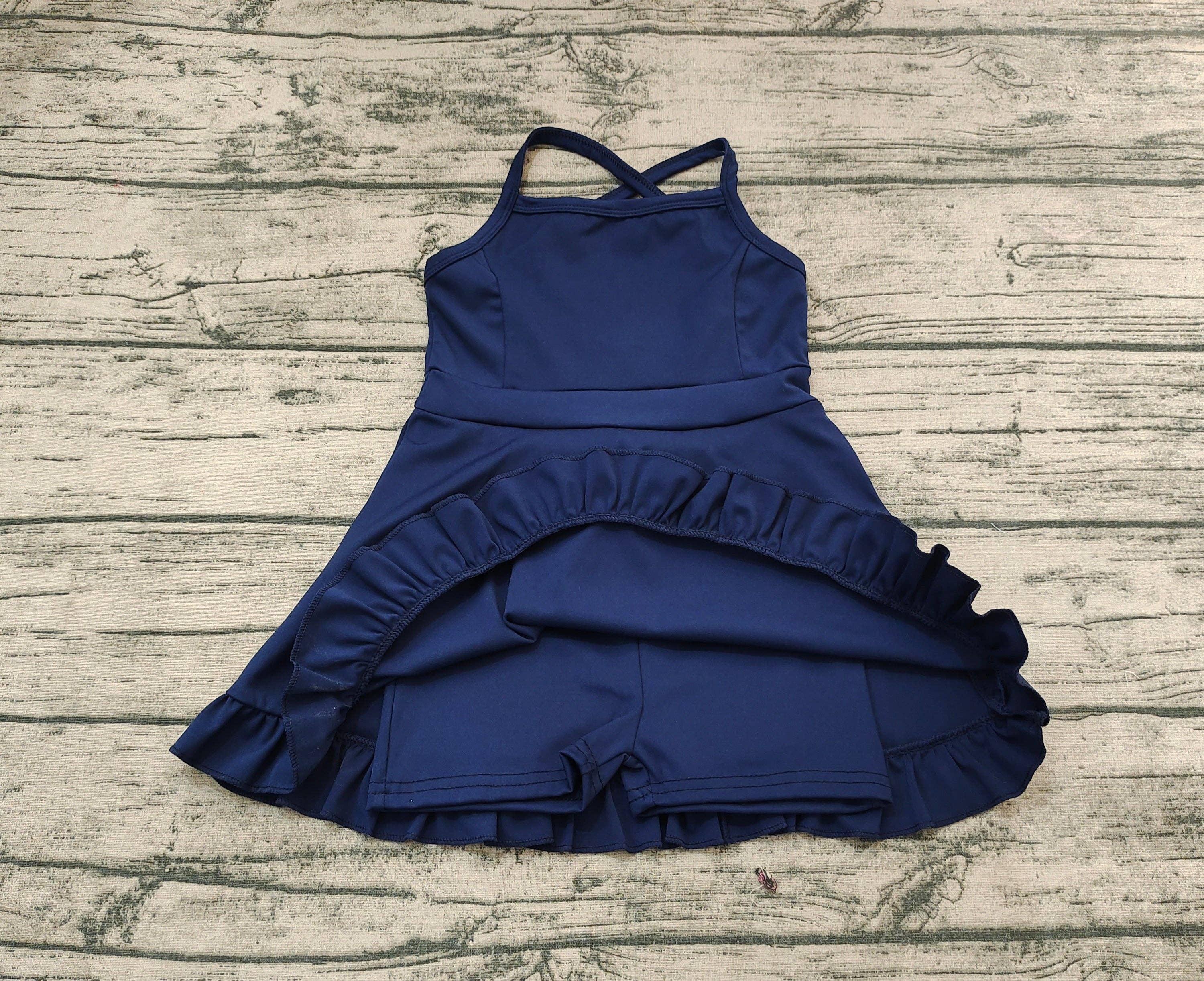 Aier Wholesale - Wholesale Athletic Dress - Kids - Baby Girls Navy Athletic Active Wear Knee Length Dresses5