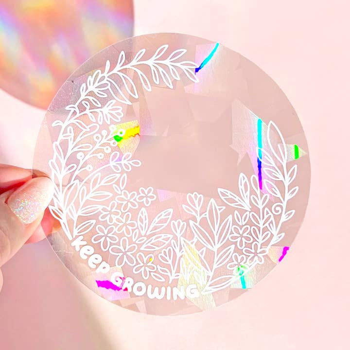 The Rosy Redhead - Wholesale Suncatcher - "Keep Growing" Suncatcher Window Decal Rainbow Sticker