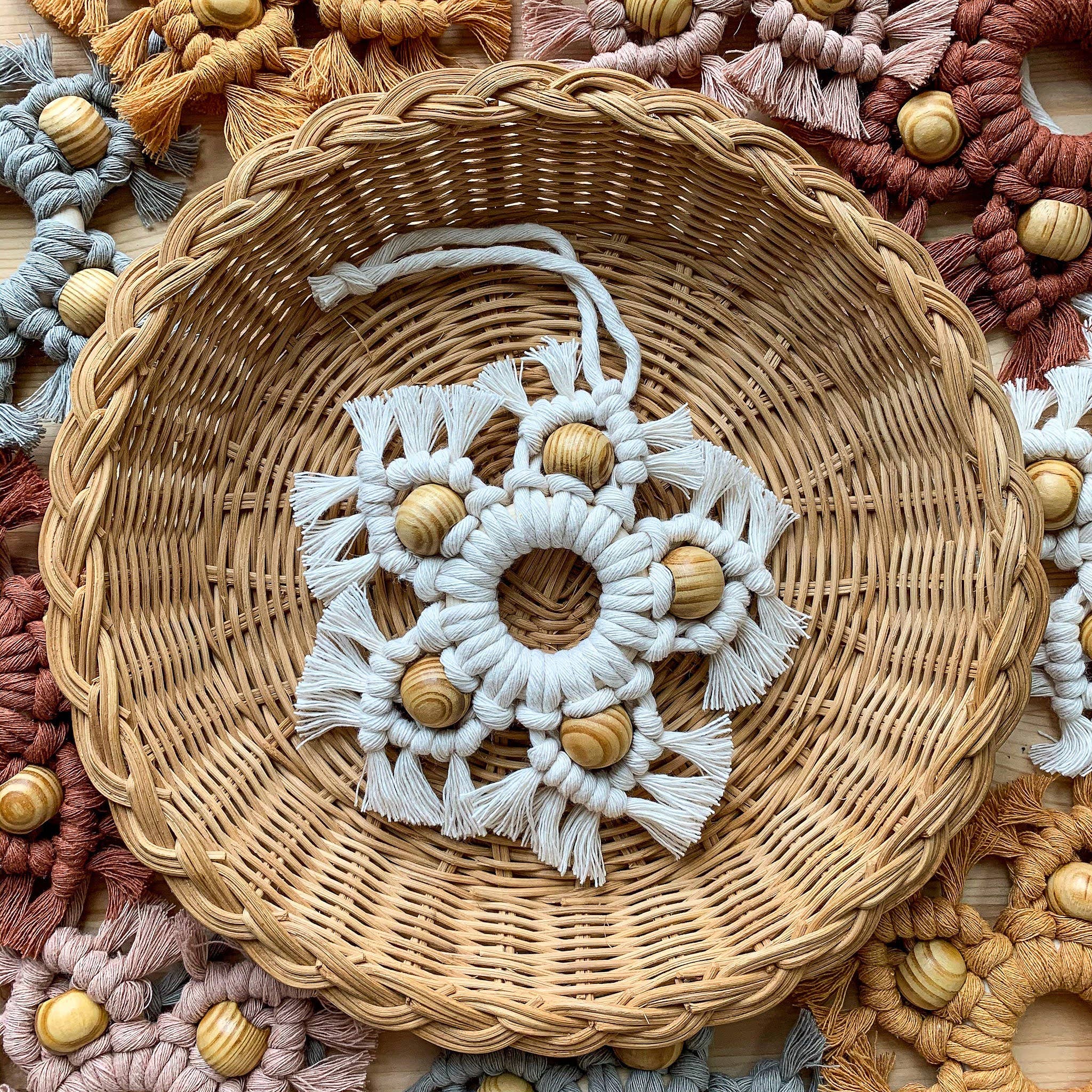 Radically You - Wholesale Ornament - White Boho Macrame Star Ornament0