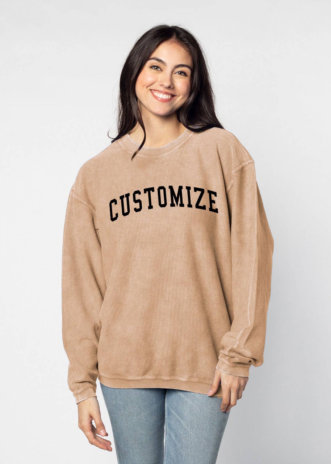 chicka-d – Großhandel Sweatshirt mit Grafikdruck – Damen – Die originale Custom Graphic Corded Crew, Collegiate Arc37