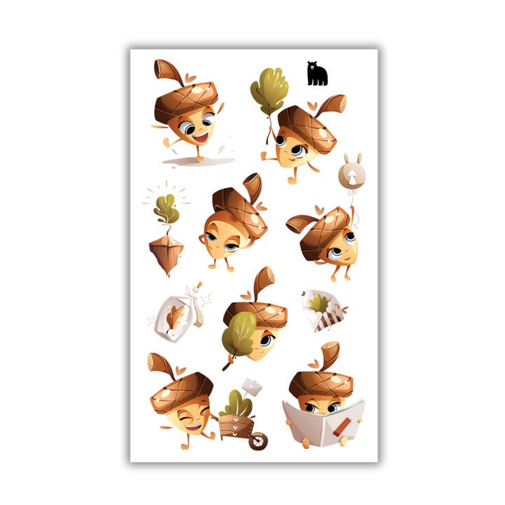 Happy Acorn for wholesale by Four Bears Sticker Club