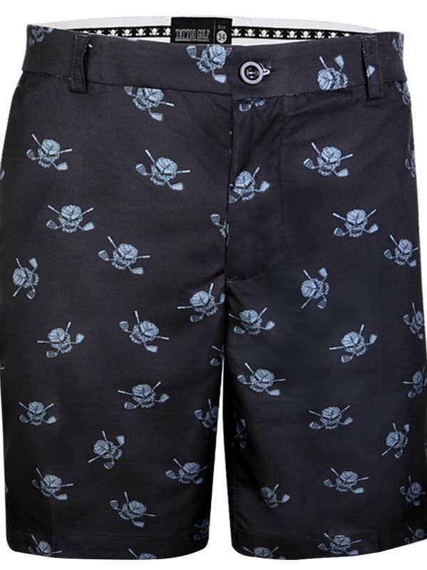 Short de golf Dancing Skulls ProCool (noir/anthracite) pour la vente par Tattoo Golf Clothing