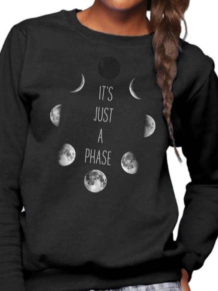 Felpa unisex It's Just A Phase Moon per la vendita all'ingrosso da parte di Boredwalk