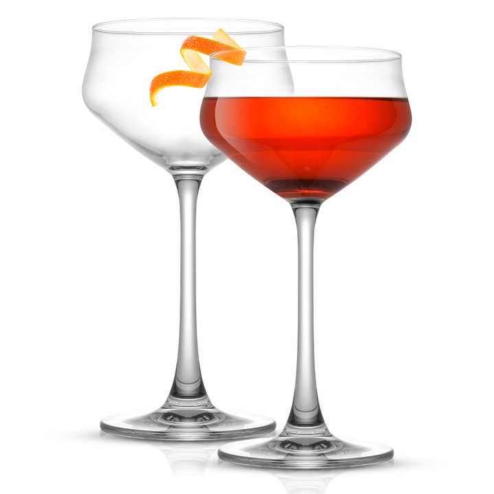 JoyJolt - Wholesale Cocktail/Liquor Glass - Bloom Stemmed Coupe Martini Glasses, Set of 2