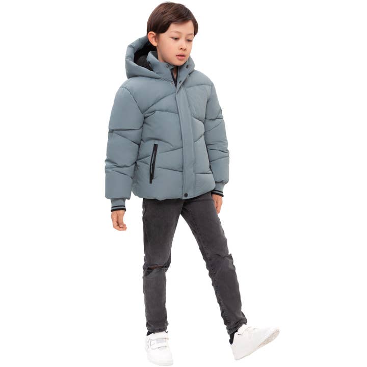 Rokka & Rolla - Wholesale Puffer Jacket - Kids - Boys' Grid Winter Coat Kids' Fleece Lined Jacket2