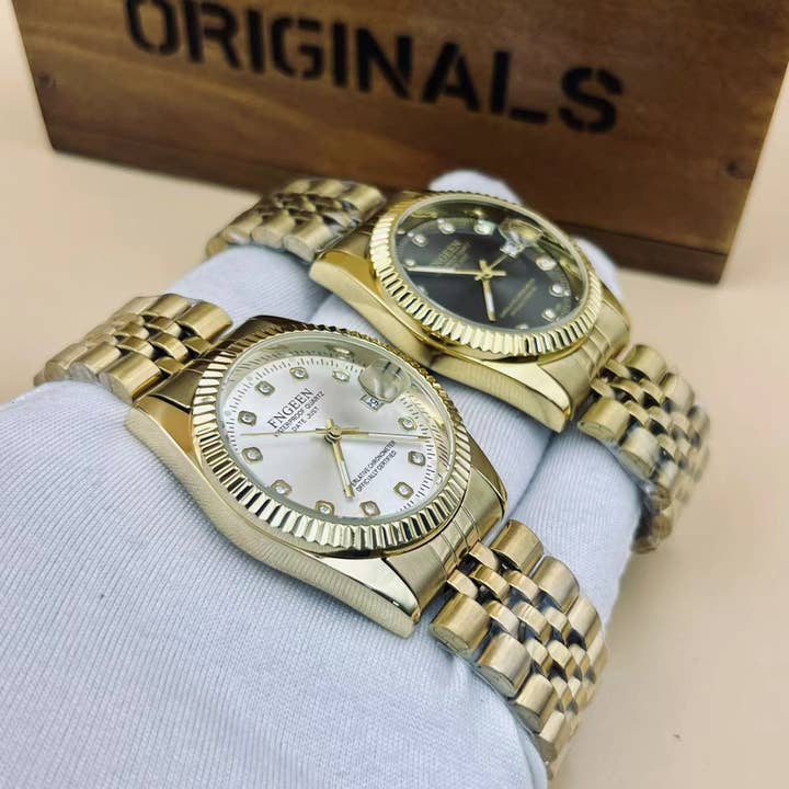 WoodWristCo - Wholesale Wrist Watch - Men's - Golden Waterproof Calendar Watch1