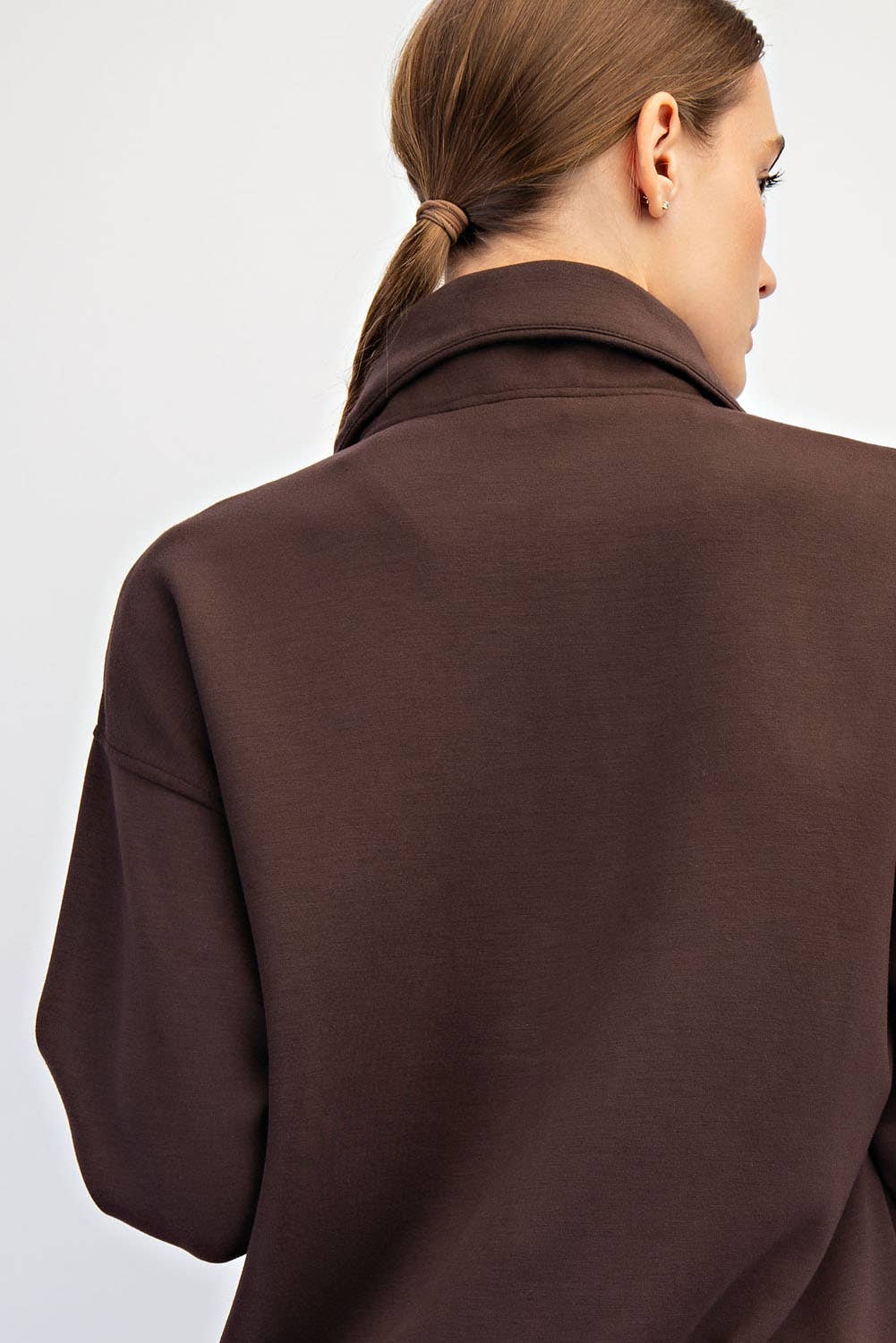 Rae Mode - Vendita all'ingrosso Felpa - Donna - PULLOVER CON COLLO A IMBUTO E ZIP A QUARTO IN MODAL SCUBA20