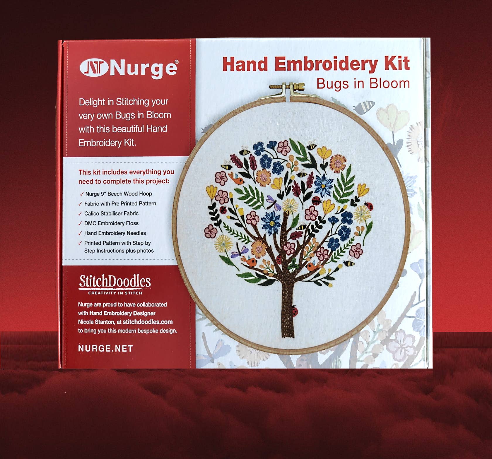 Nurge - Wholesale Embroidery/cross-stitch supplies - Nurge Bugs in Bloom Hand Embroidery Kit