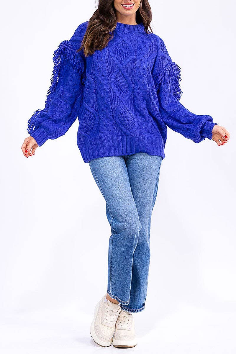 ROUSSEAU - Wholesale Pullover-trui - Dames - TRUI MET LANGE MOUWEN EN FRANJESDETAILS5