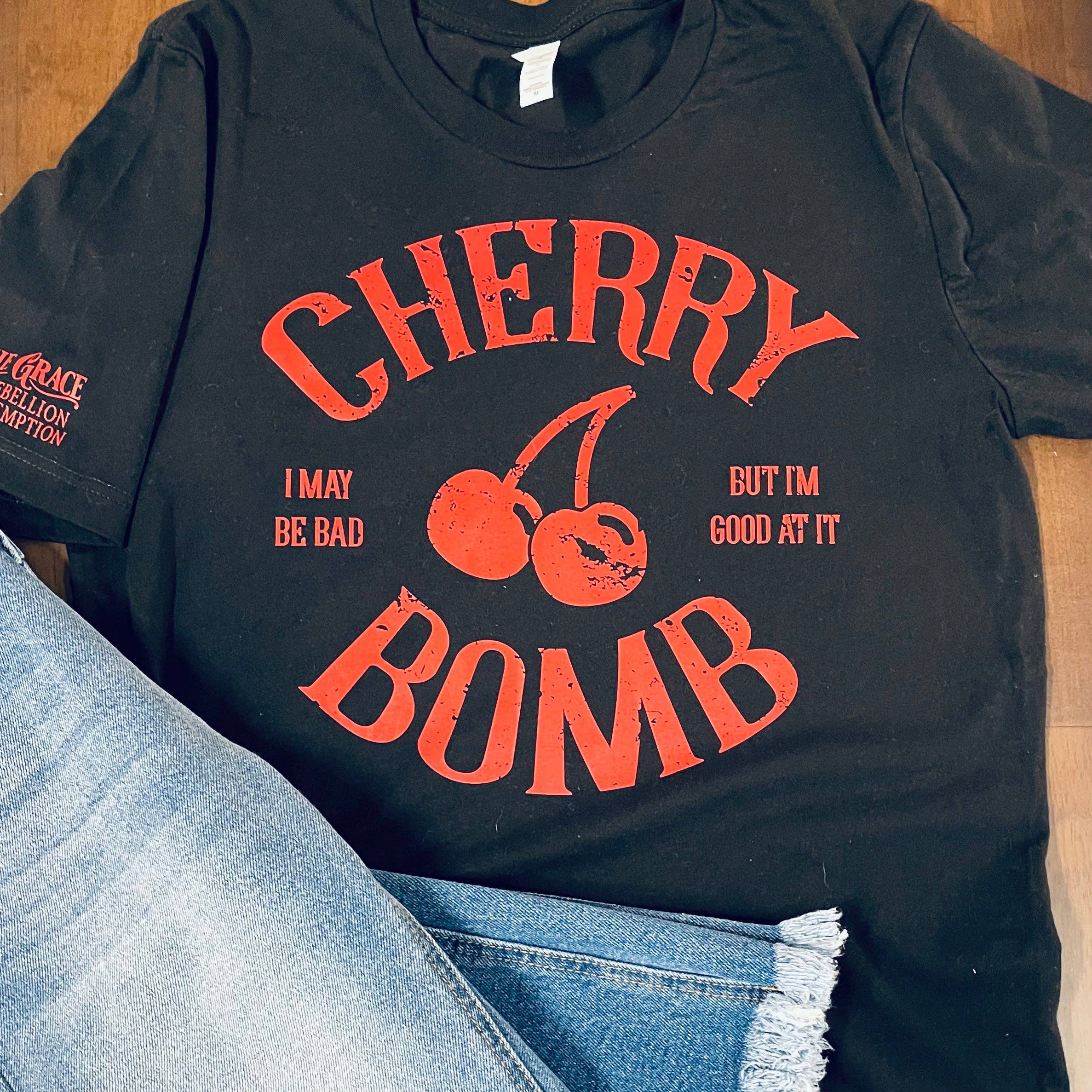 Dixie Grace - Wholesale Screen Printed T-Shirt - Women's - Cherry Bomb - Graphic Tee0