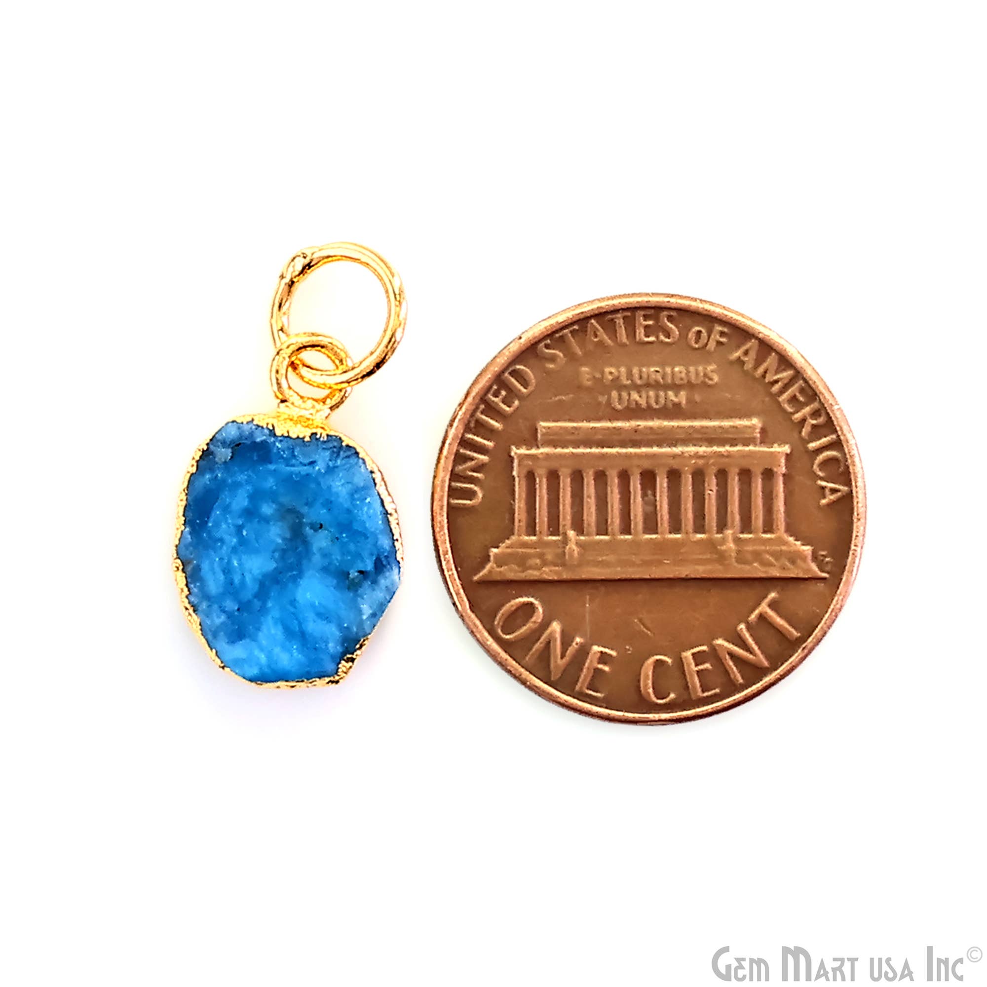 GemMartUSA - Wholesale Pendant/Charm Necklace - Rough Gemstone 16x10mm Gold Electroplated Single Bail Charm23