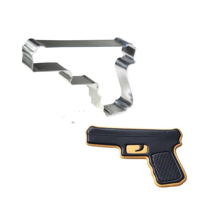 Hand Gun Cookie Cutter 4 in B1591 for wholesale by CookieCutter.com