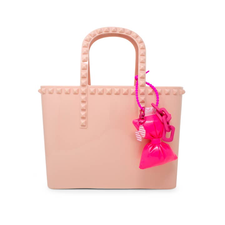 Jumbo Jelly Stud Tote w/ Puffy Bow Charm for wholesale by Tiny Treats and ZOMI GEMS