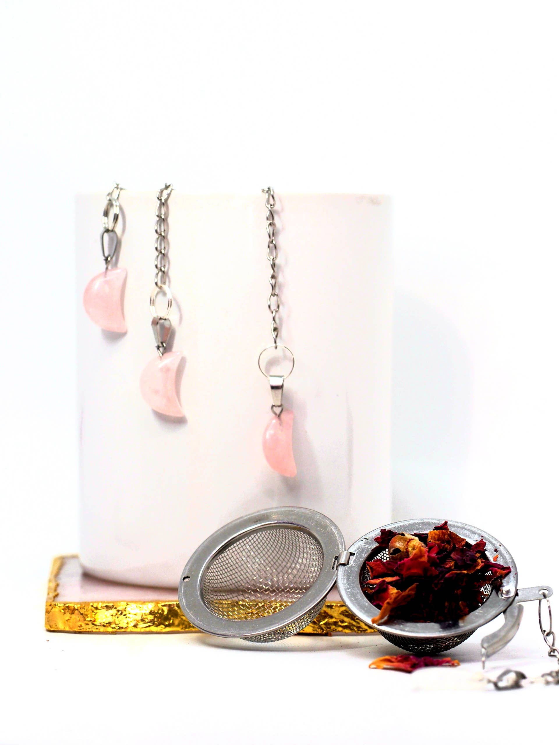 Loveyenergy & Blessings - Wholesale Theevergiet/infuser - Rozenkwarts Crescent Moon Crystal thee-ei3