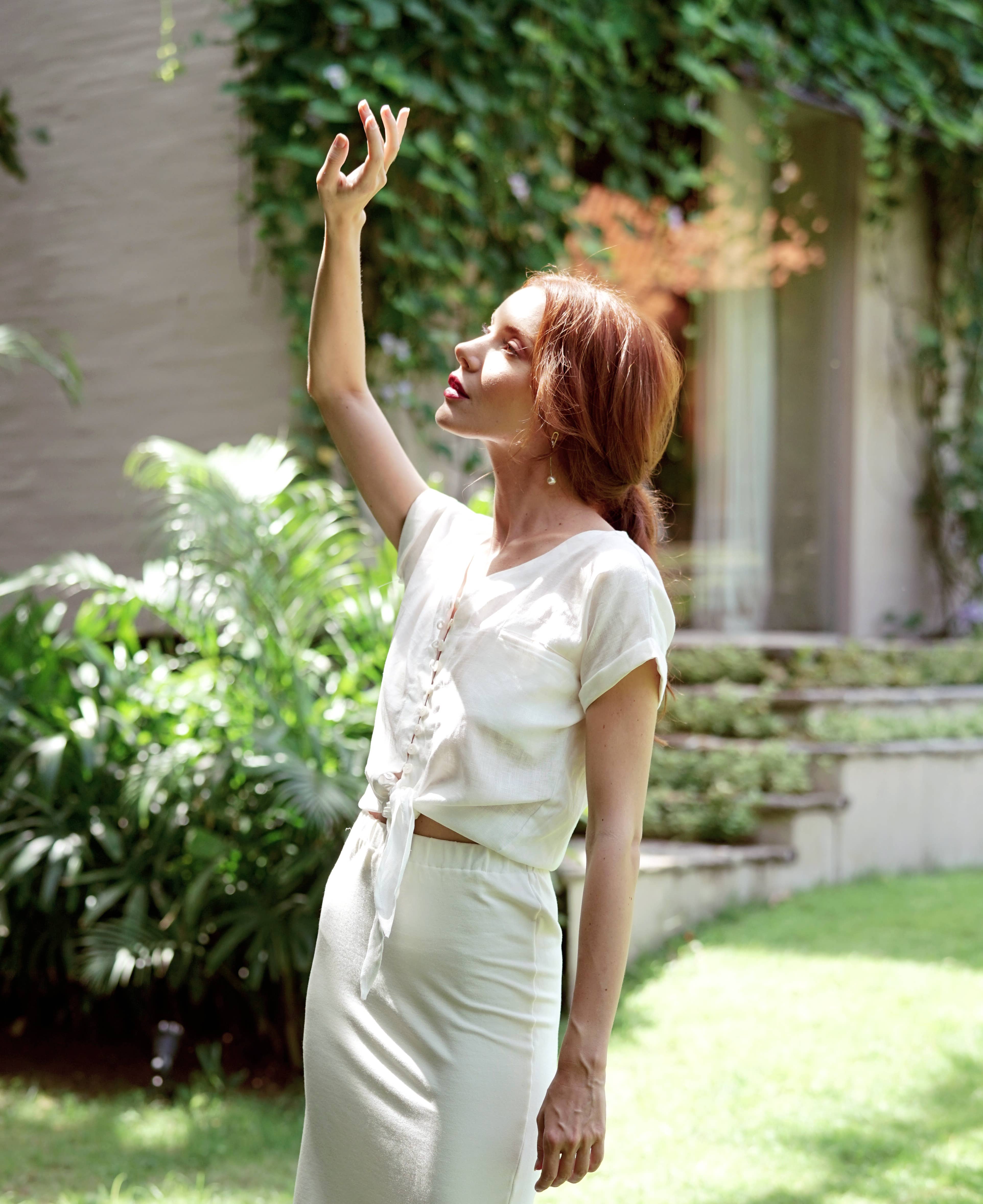 Brunna Co - Wholesale Blouse - Women's - LANA Handwoven Linen Knot Shirt, in Off-white2