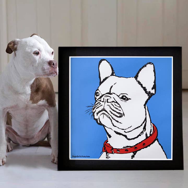Estampado montado perro toro francés azul para venta al por mayor de Buggle Betty Productions