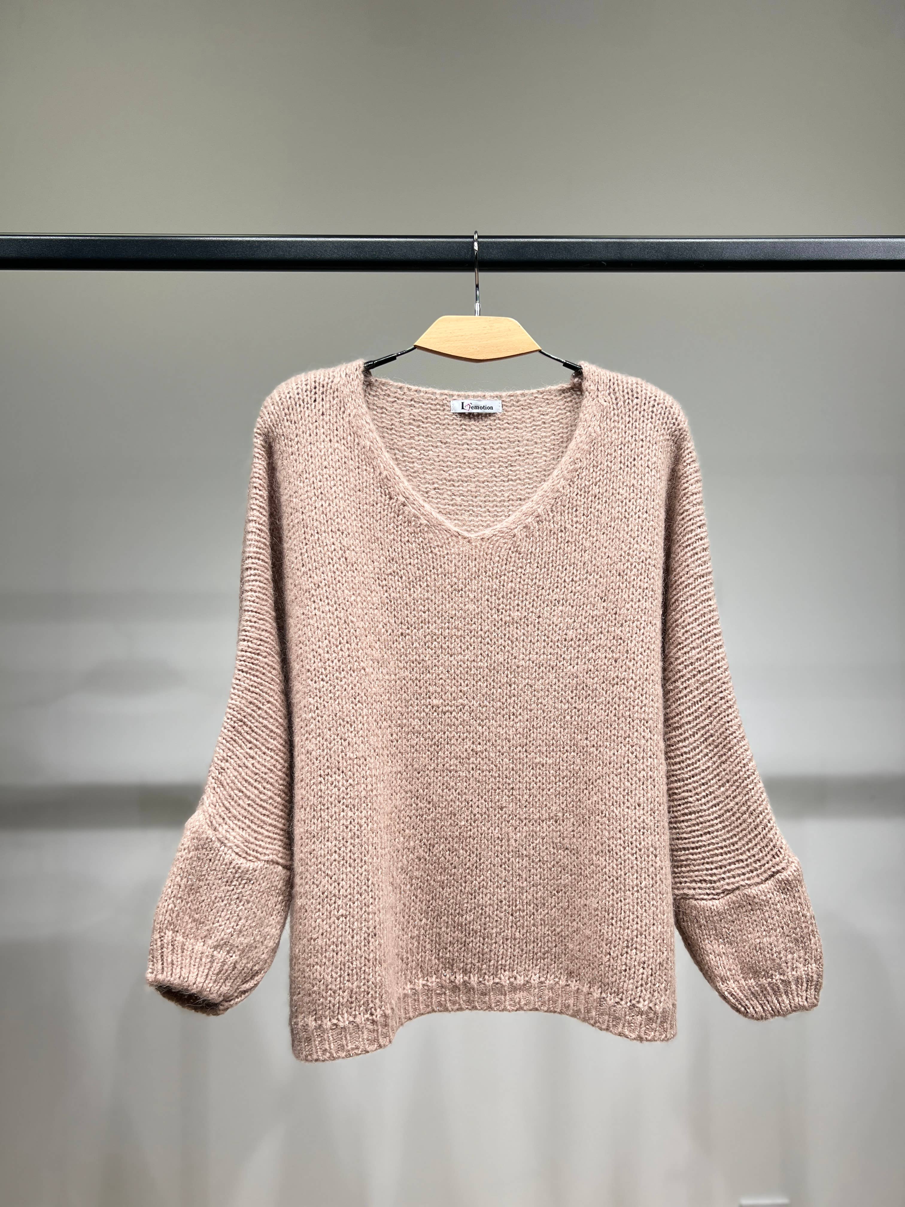 L'Emotion – Pulôver - Mulher por atacado – Suéter de malha larga com manga longa em lurex 60% mohair/lã virgem3