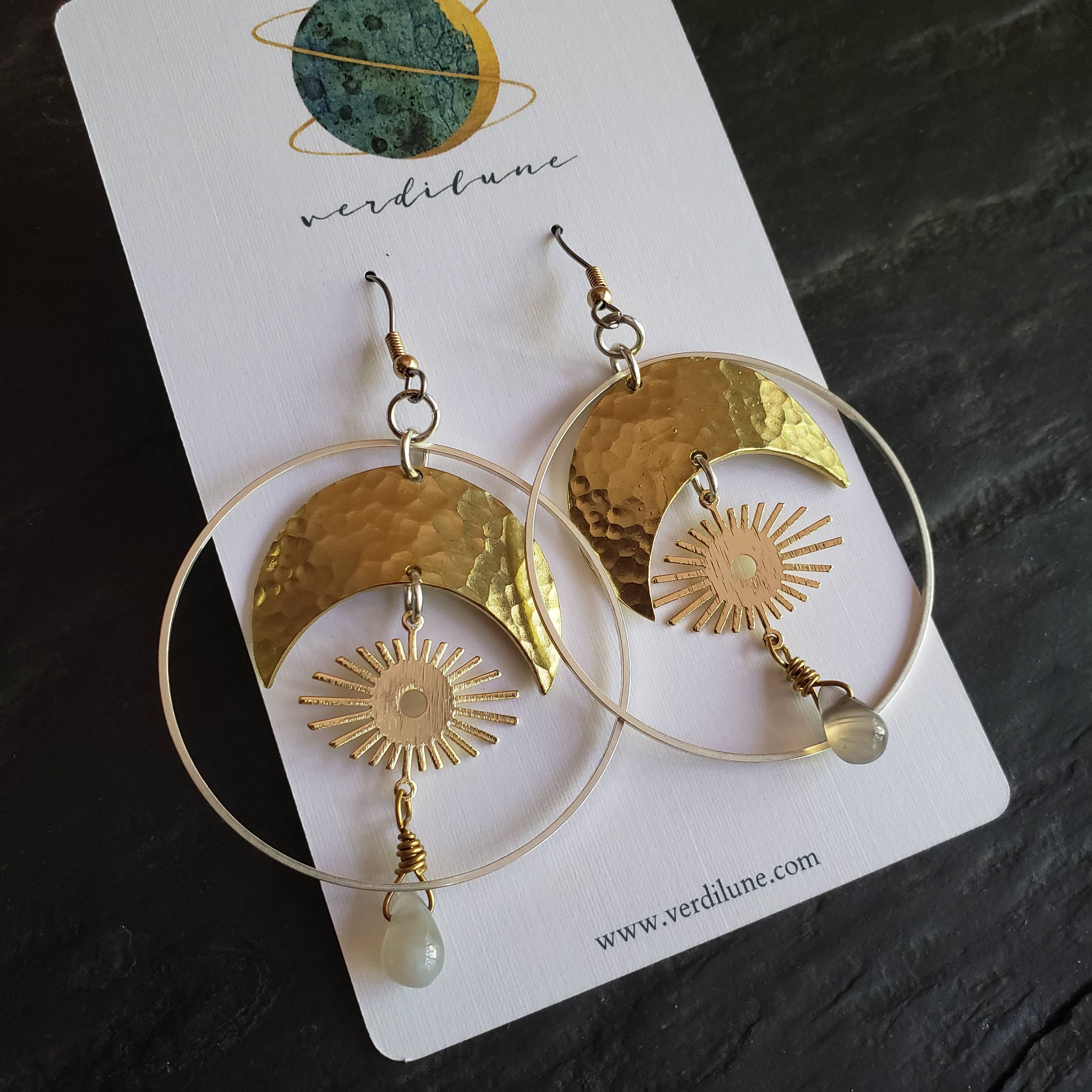 Verdilune - Wholesale Dangle Earrings - Supernova - Mixed Metal & Gemstone Statement Earrings0