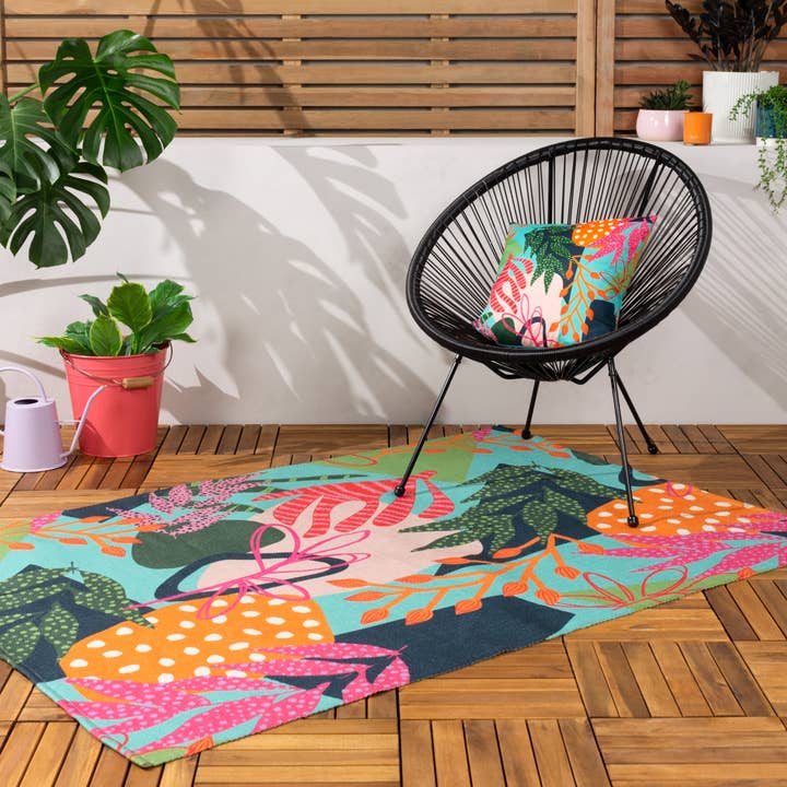 Coralina 120x170cm Indoor/Outdoor Washable Rug Aqua/Pink for wholesale by Riva Home