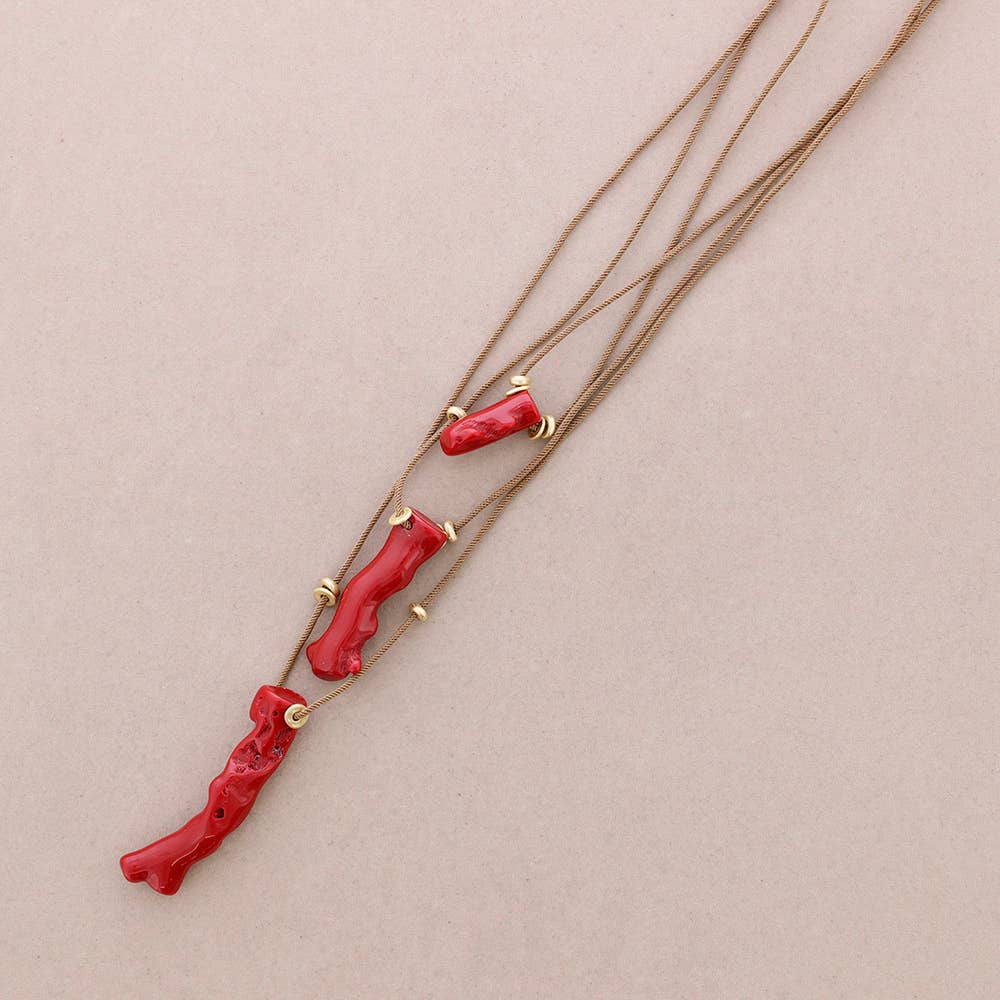 Sonata - Wholesale Pendant/Charm Necklace - Long Necklace with Coral Resin Pendants4