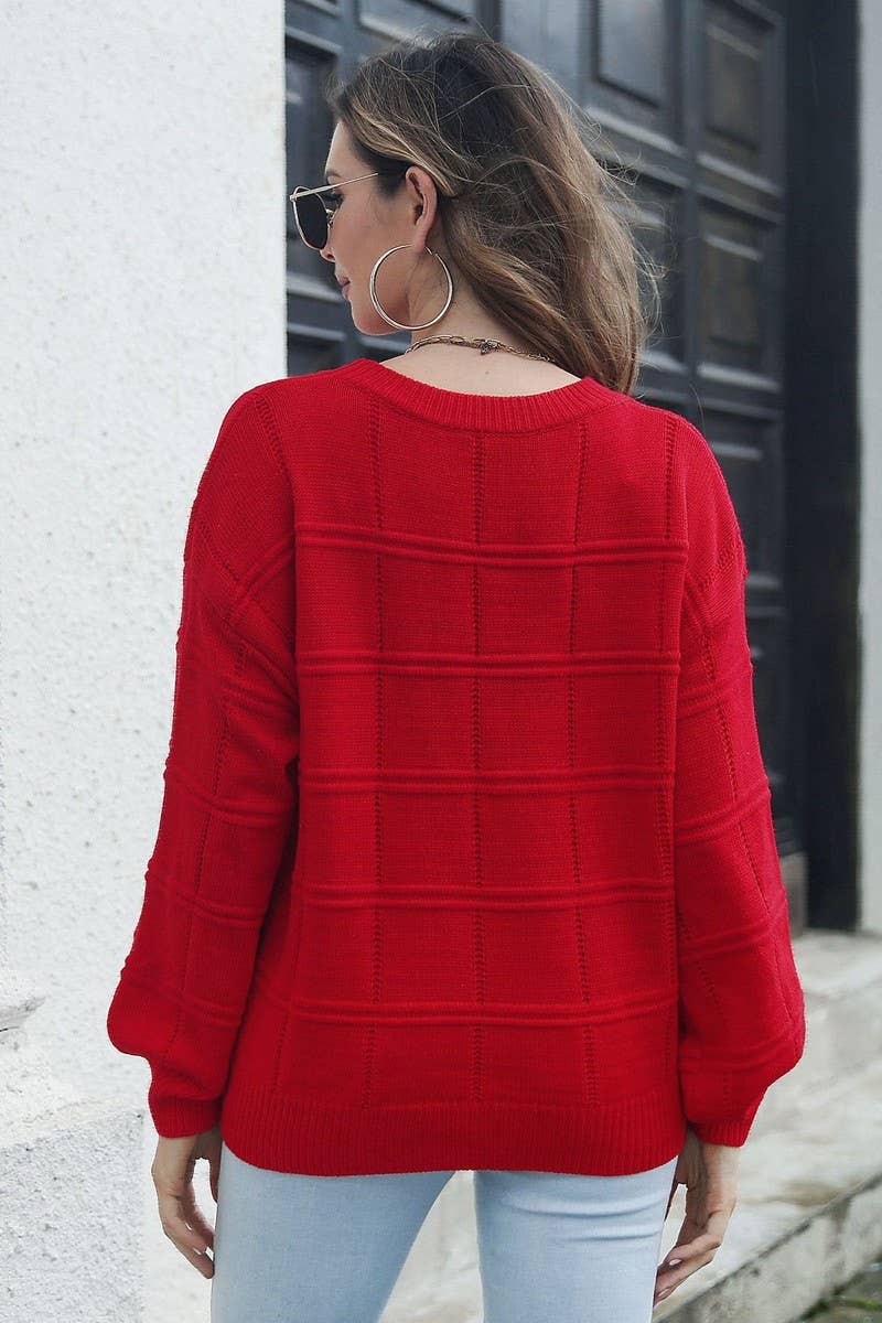 NINEXIS - Wholesale Knit Sweater - Women's - CWOSWL1799_Crew Neck Long Sleeve Pullover Sweater3