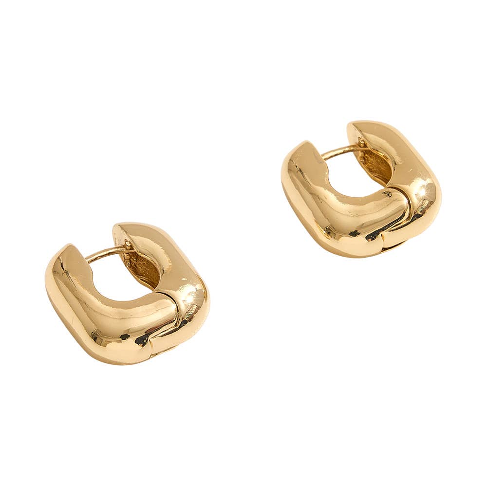 Sensibling Corp. - Wholesale Huggie Earrings - 14K Gold Dipped Square Huggie Hoop Earrings1