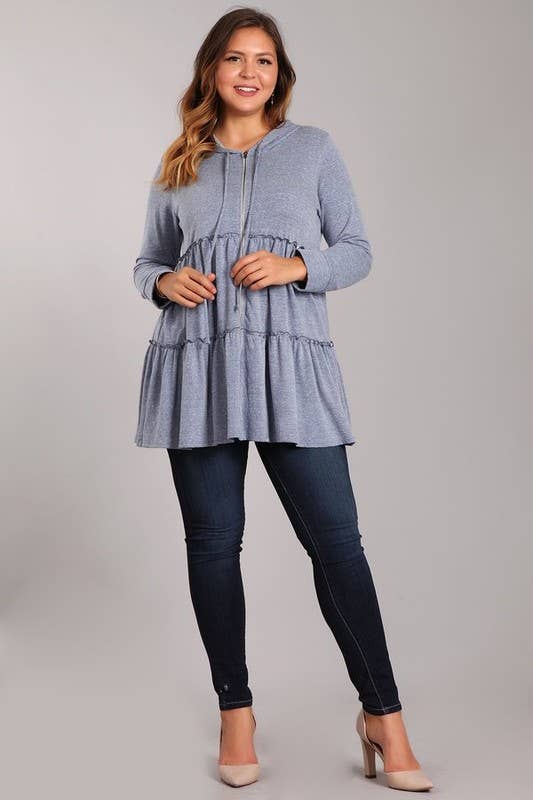 Chris & Carol Apparel – Engroshandel Tunika - Dame – plus størrelse strik hættetrøje tunika5